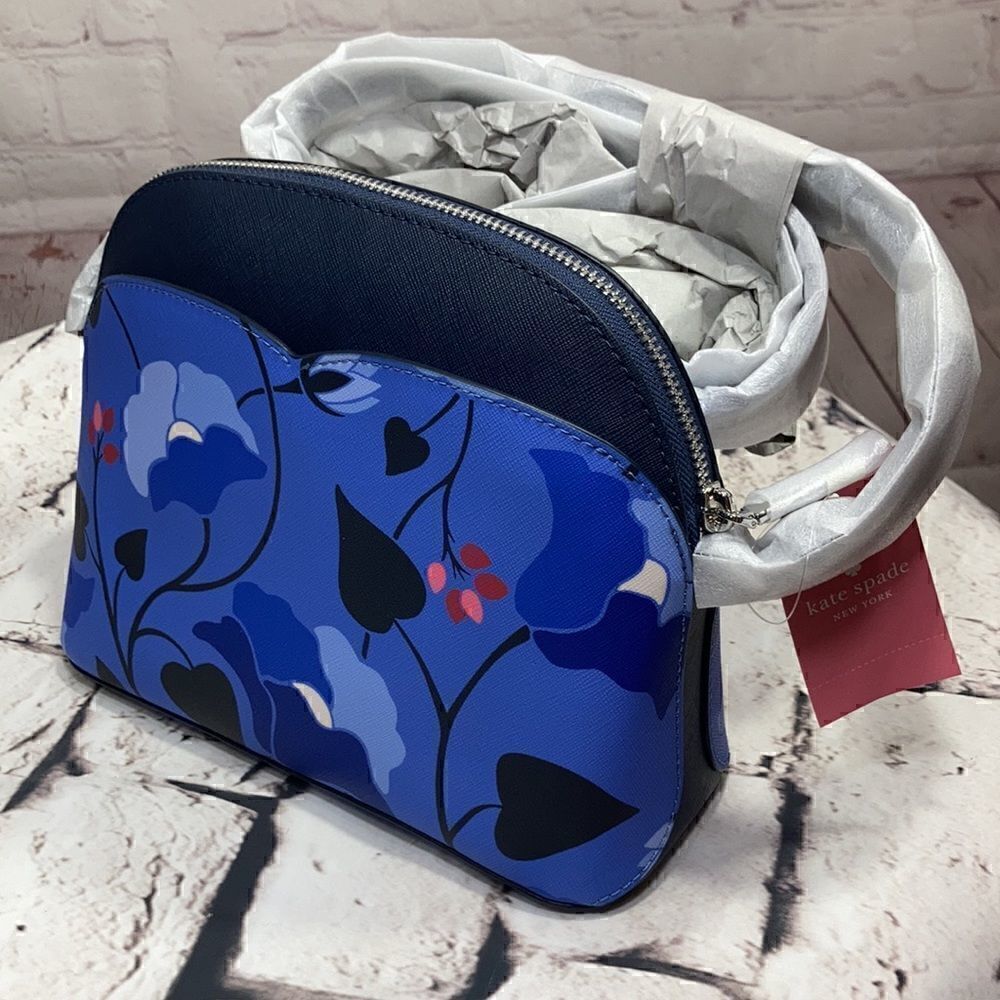 KATE SPADE Blue Floral Payton Dome Crossbody Perfect Summer Bag. NWT - Picture 16 of 16